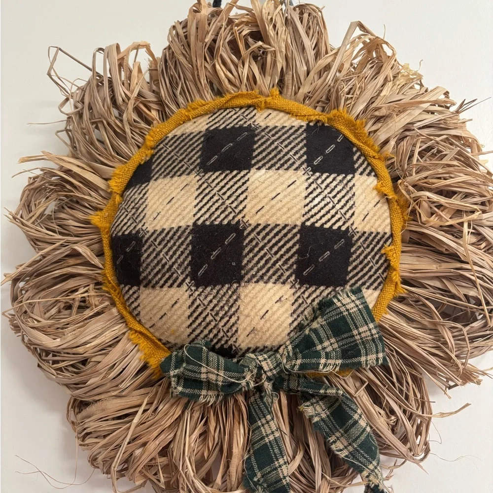 Hand Crafted Checkered Sunflower Accent